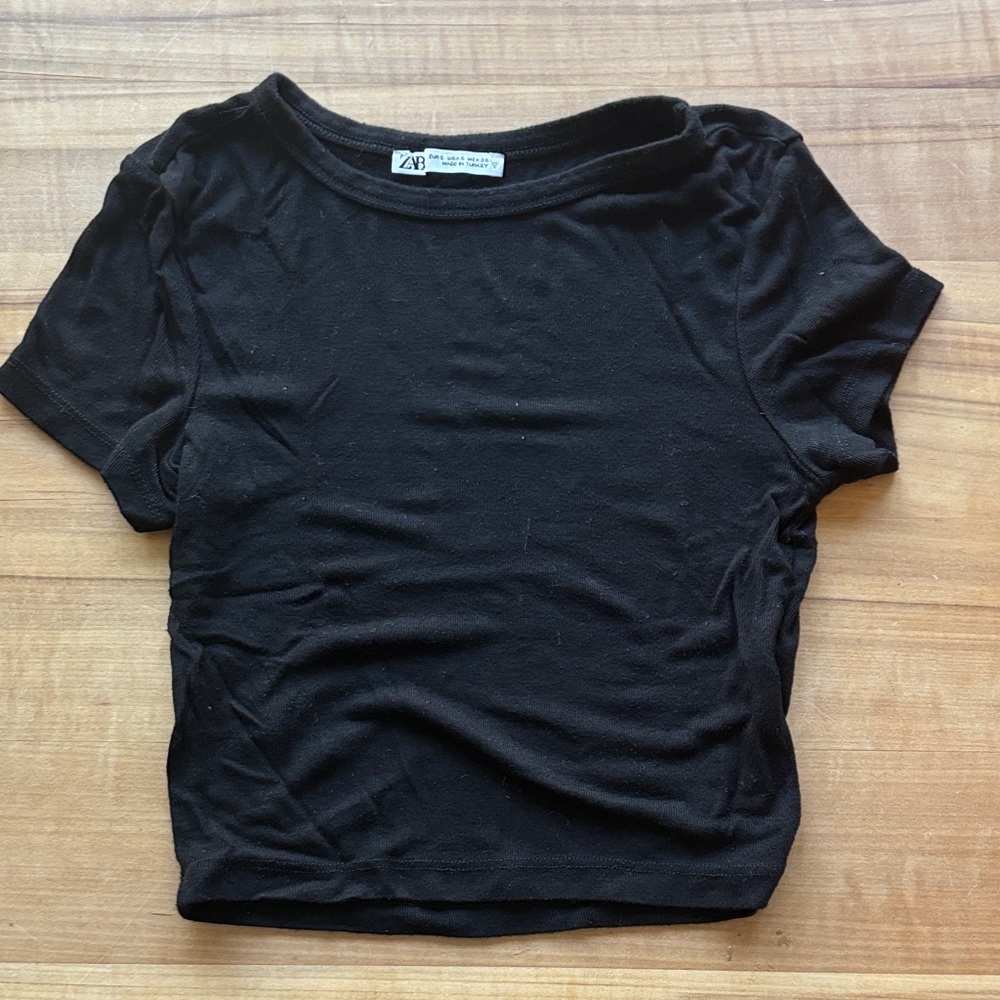 Zara Black Crew Neck Top